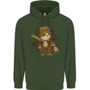 Steampunk Hamster Mens 80% Cotton Hoodie Forest Green