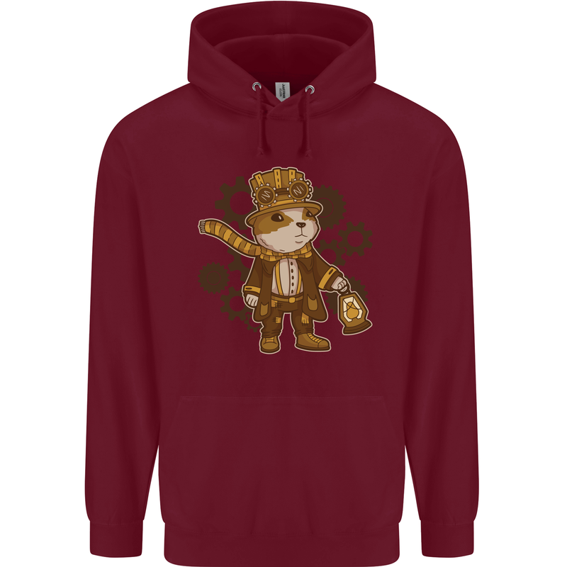Steampunk Hamster Mens 80% Cotton Hoodie Maroon
