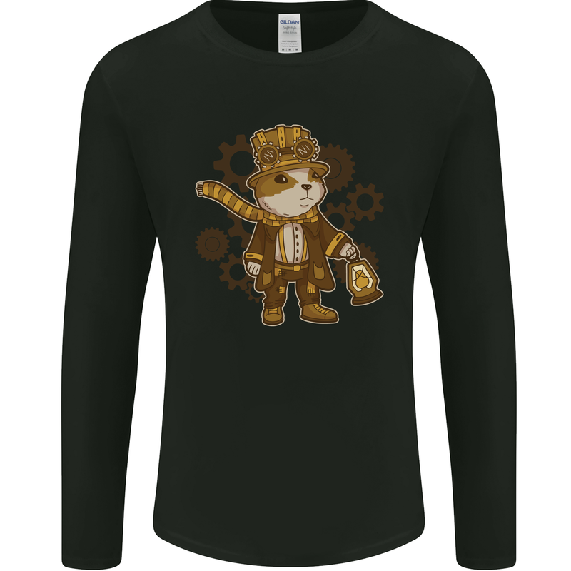 Steampunk Hamster Mens Long Sleeve T-Shirt Black