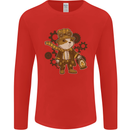 Steampunk Hamster Mens Long Sleeve T-Shirt Red