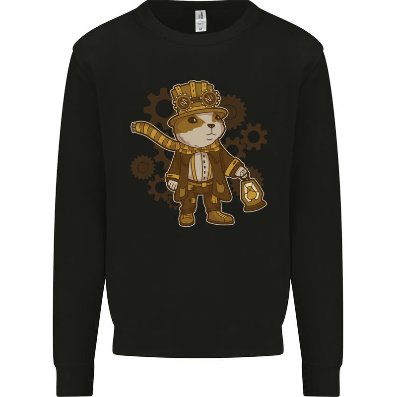 Steampunk Hamster Mens Sweatshirt Jumper Black