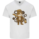 Steampunk Hamster Mens V-Neck Cotton T-Shirt White