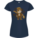 Steampunk Hamster Womens Petite Cut T-Shirt Navy Blue