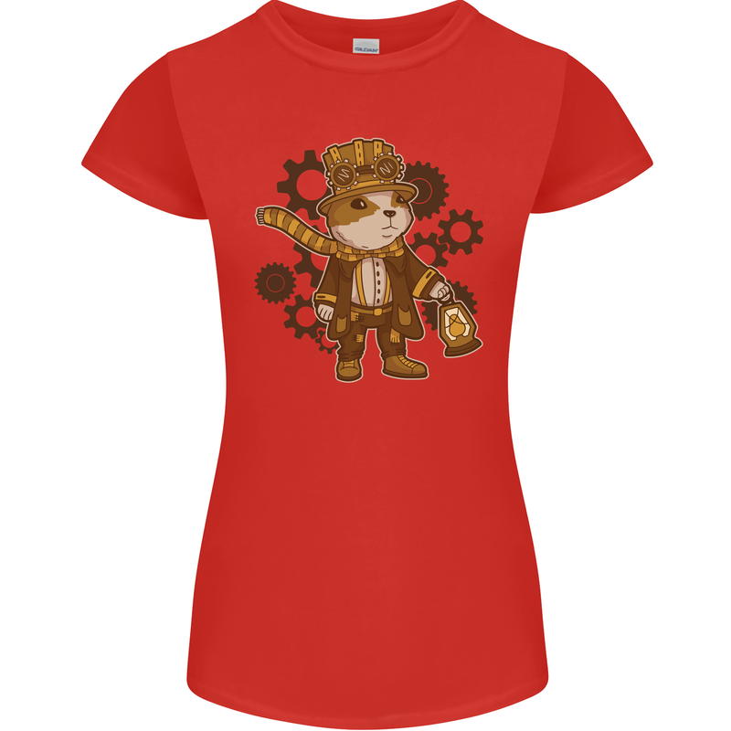 Steampunk Hamster Womens Petite Cut T-Shirt Red