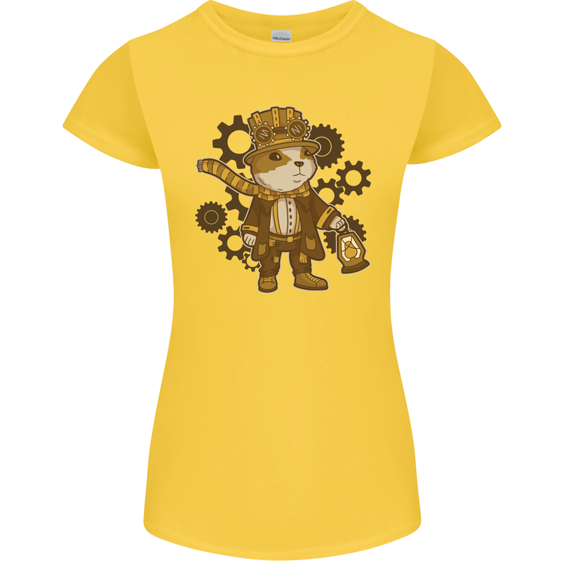 Steampunk Hamster Womens Petite Cut T-Shirt Yellow
