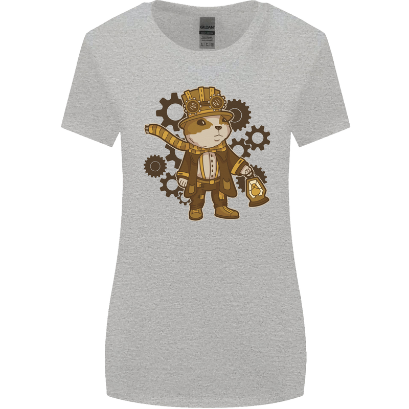 Steampunk Hamster Womens Wider Cut T-Shirt Sports Grey