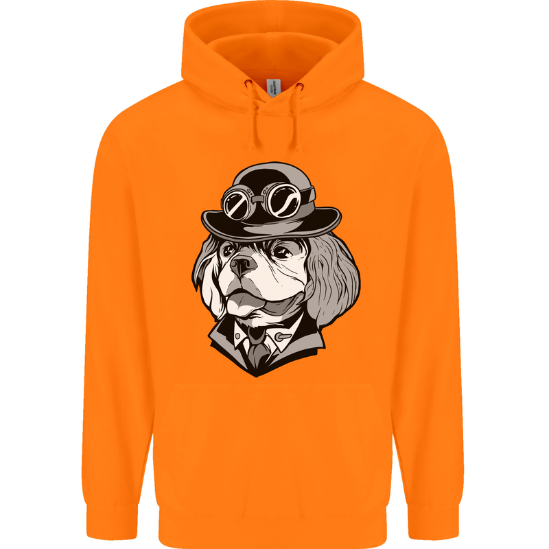 Steampunk King Charles Spaniel Cavelier Childrens Kids Hoodie Orange