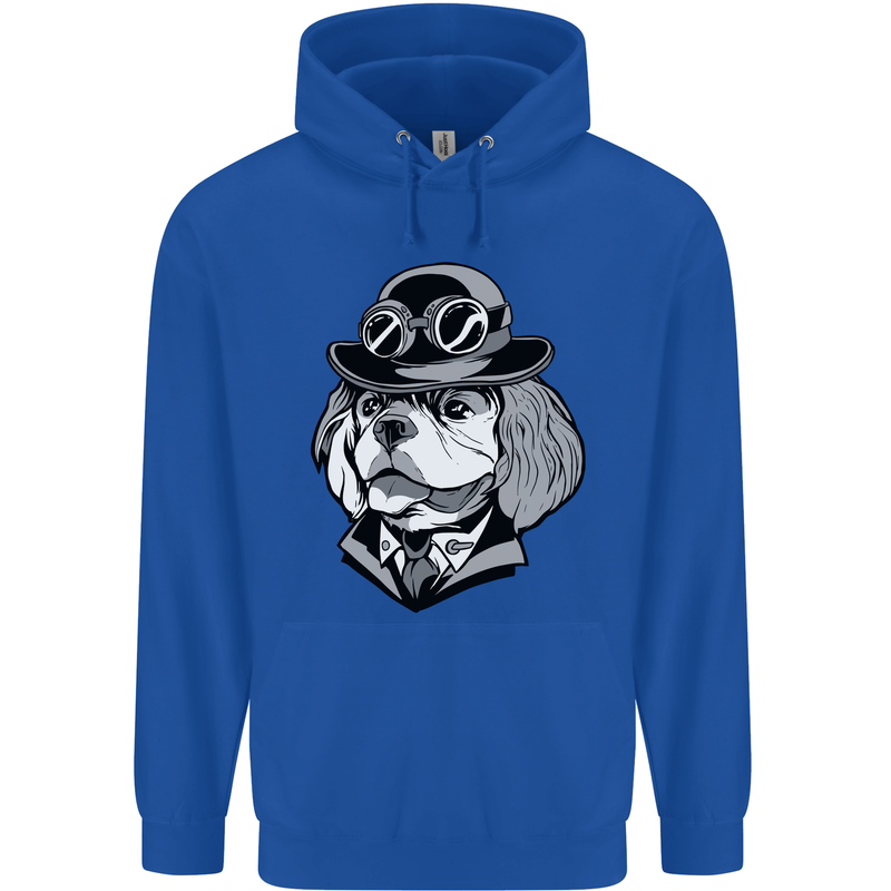 Steampunk King Charles Spaniel Cavelier Childrens Kids Hoodie Royal Blue