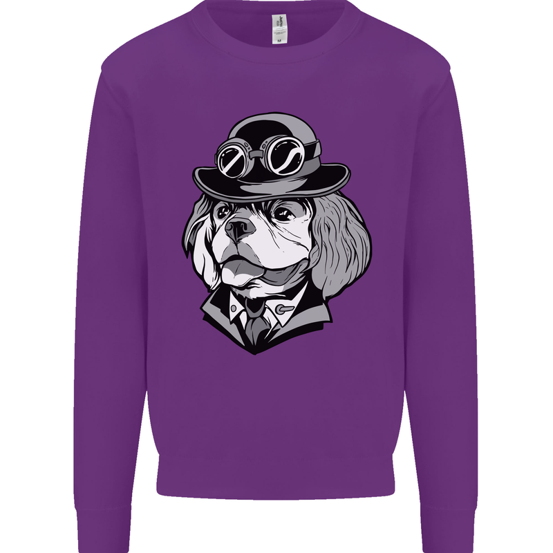 Steampunk King Charles Spaniel Cavelier Kids Sweatshirt Jumper Purple