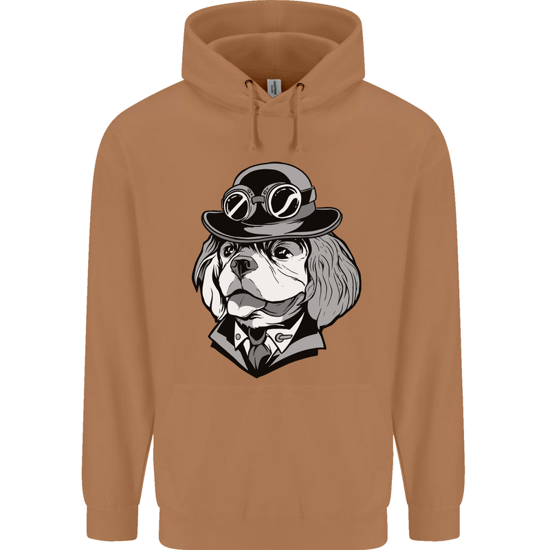 Steampunk King Charles Spaniel Cavelier Mens 80% Cotton Hoodie Caramel Latte