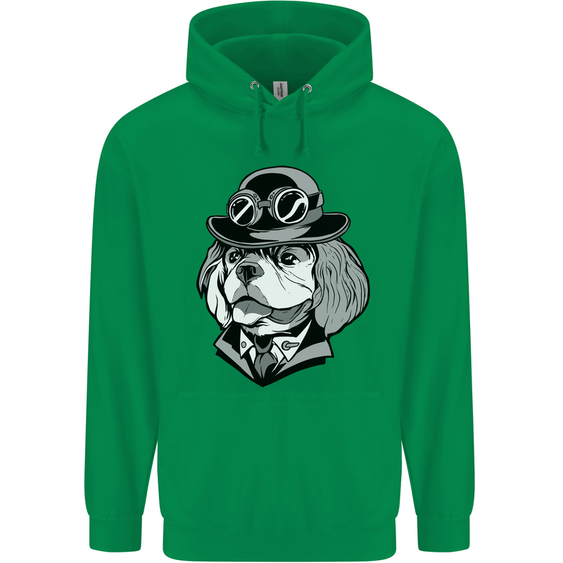 Steampunk King Charles Spaniel Cavelier Mens 80% Cotton Hoodie Irish Green