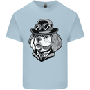Steampunk King Charles Spaniel Cavelier Mens Cotton T-Shirt Tee Top Light Blue