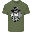 Steampunk King Charles Spaniel Cavelier Mens Cotton T-Shirt Tee Top Military Green