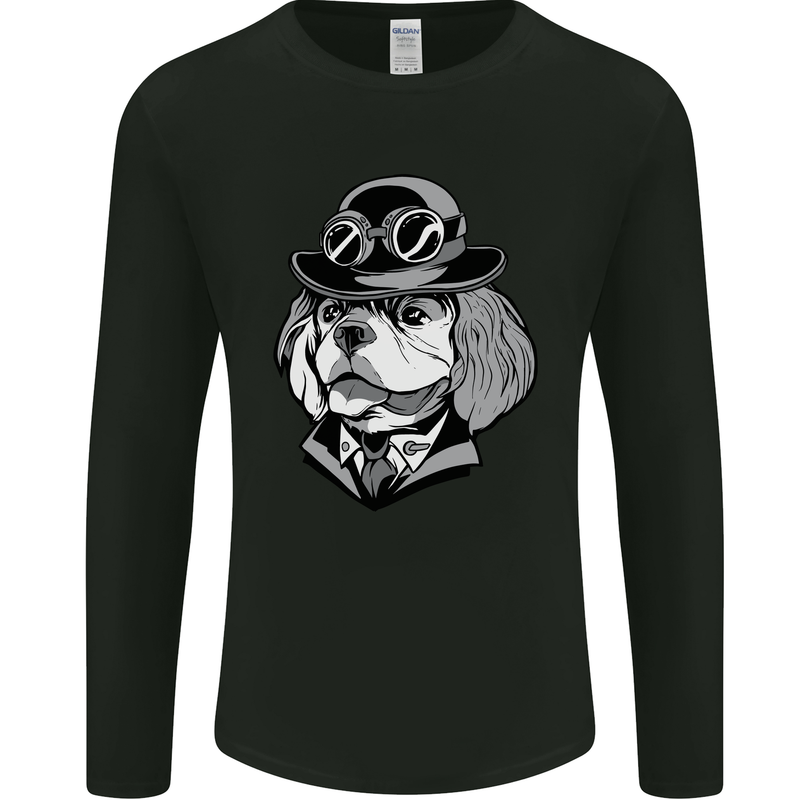 Steampunk King Charles Spaniel Cavelier Mens Long Sleeve T-Shirt Black