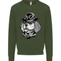 Steampunk King Charles Spaniel Cavelier Mens Sweatshirt Jumper Forest Green