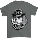 Steampunk King Charles Spaniel Cavelier Mens T-Shirt Cotton Gildan Charcoal