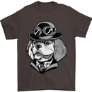 Steampunk King Charles Spaniel Cavelier Mens T-Shirt Cotton Gildan Dark Chocolate