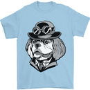 Steampunk King Charles Spaniel Cavelier Mens T-Shirt Cotton Gildan Light Blue