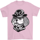 Steampunk King Charles Spaniel Cavelier Mens T-Shirt Cotton Gildan Light Pink