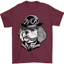 Steampunk King Charles Spaniel Cavelier Mens T-Shirt Cotton Gildan Maroon