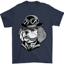 Steampunk King Charles Spaniel Cavelier Mens T-Shirt Cotton Gildan Navy Blue