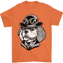 Steampunk King Charles Spaniel Cavelier Mens T-Shirt Cotton Gildan Orange