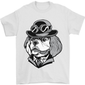 Steampunk King Charles Spaniel Cavelier Mens T-Shirt Cotton Gildan White