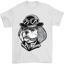 Steampunk King Charles Spaniel Cavelier Mens T-Shirt Cotton Gildan White