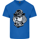 Steampunk King Charles Spaniel Cavelier Mens V-Neck Cotton T-Shirt Royal Blue