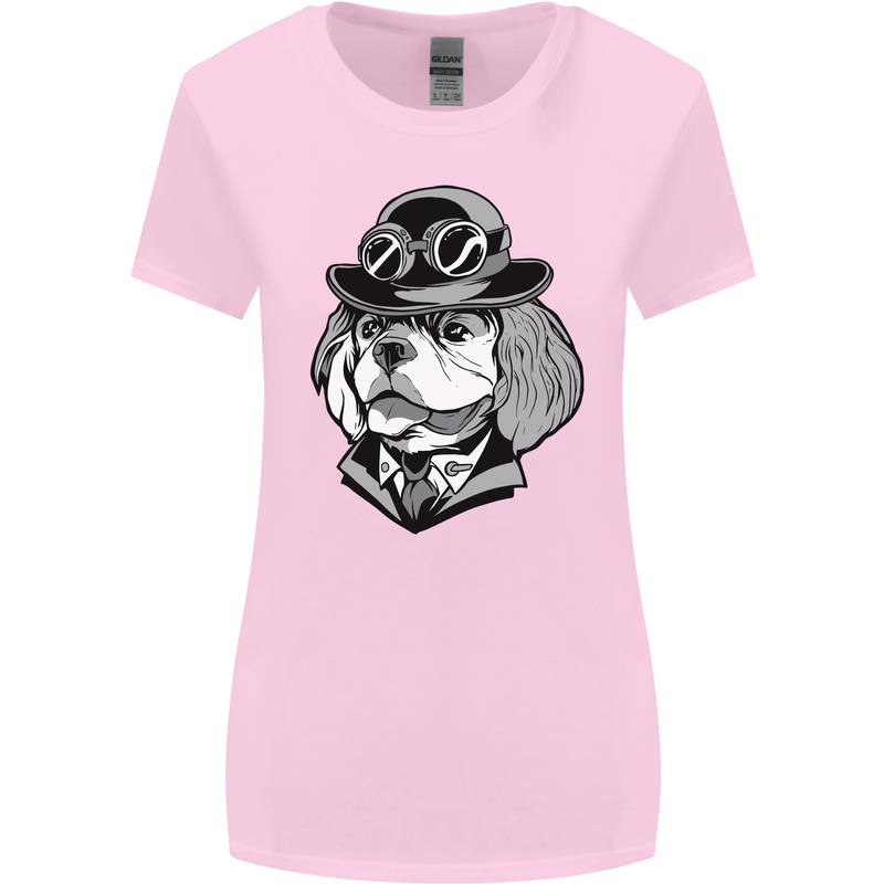 Steampunk King Charles Spaniel Cavelier Womens Wider Cut T-Shirt Light Pink