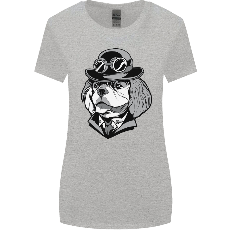 Steampunk King Charles Spaniel Cavelier Womens Wider Cut T-Shirt Sports Grey