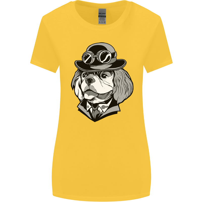 Steampunk King Charles Spaniel Cavelier Womens Wider Cut T-Shirt Yellow