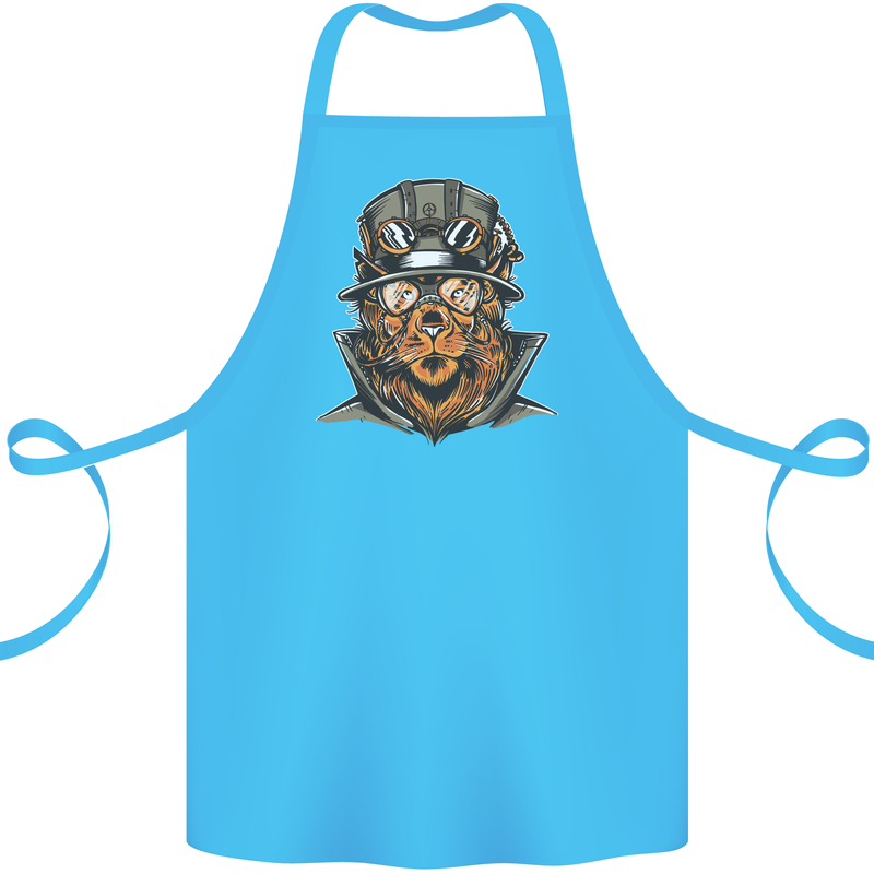 Steampunk Lion Cotton Apron 100% Organic Turquoise