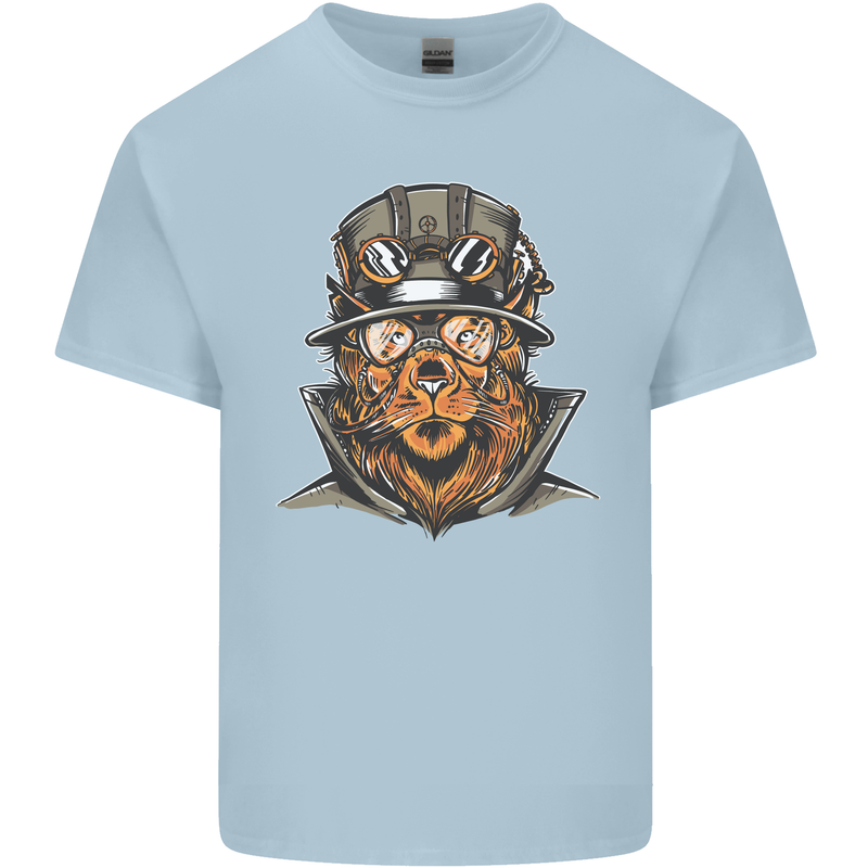 Steampunk Lion Kids T-Shirt Childrens Light Blue