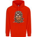 Steampunk Lion Mens 80% Cotton Hoodie Bright Red