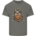 Steampunk Lion Mens Cotton T-Shirt Tee Top Charcoal