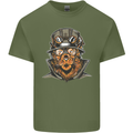 Steampunk Lion Mens Cotton T-Shirt Tee Top Military Green