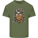 Steampunk Lion Mens Cotton T-Shirt Tee Top Military Green
