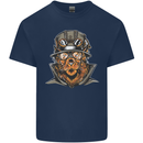 Steampunk Lion Mens Cotton T-Shirt Tee Top Navy Blue