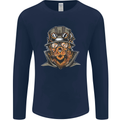 Steampunk Lion Mens Long Sleeve T-Shirt Navy Blue
