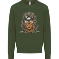 Steampunk Lion Mens Sweatshirt Jumper Forest Green