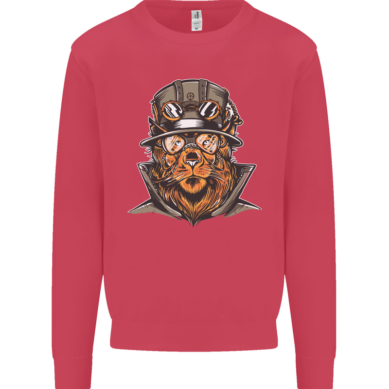 Steampunk Lion Mens Sweatshirt Jumper Heliconia