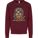 Steampunk Lion Mens Sweatshirt Jumper Maroon
