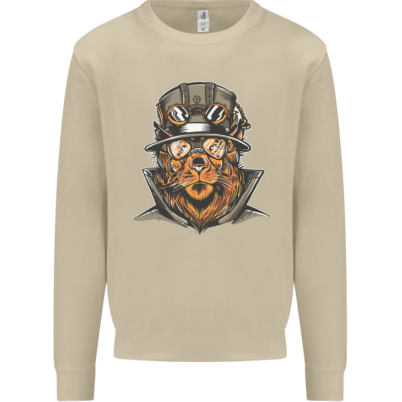 Steampunk Lion Mens Sweatshirt Jumper Sand