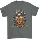 Steampunk Lion Mens T-Shirt Cotton Gildan Charcoal