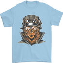 Steampunk Lion Mens T-Shirt Cotton Gildan Light Blue