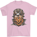 Steampunk Lion Mens T-Shirt Cotton Gildan Light Pink