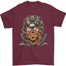 Steampunk Lion Mens T-Shirt Cotton Gildan Maroon