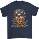 Steampunk Lion Mens T-Shirt Cotton Gildan Navy Blue