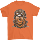 Steampunk Lion Mens T-Shirt Cotton Gildan Orange